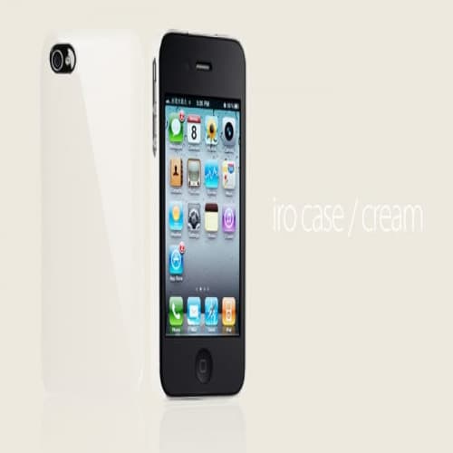 Essential TPE Iro Glossy Cream White UV Coating Snap Case for iPhone 4