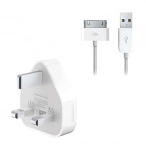 USB Power Adapter with Extra Long 1m, 2m or 3m Sync & Charge Cable for Apple Products (UK)