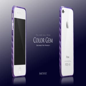 More Color Gem Polymer Jelly Ring for iPhone 4 AP13-024 (Amethyst Purple)