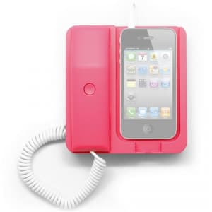 Pink Retro Telephone Phone X Phone iPhone Smartphone Dock Station Headset Headphone