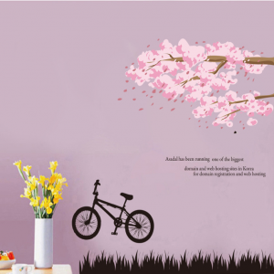 Pink Tree and Bike Wall Decal Sticker