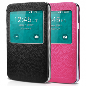 Premium Real Leather S-View Case for Galaxy S5