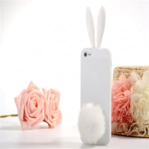 Rabito Bunny Ears Rabbit Furry Tail White Silicone 3D iPhone 5 Case