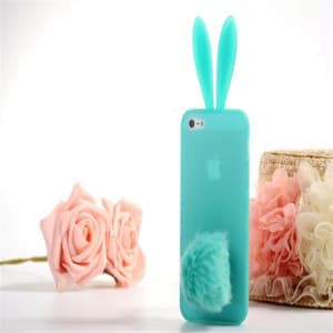 Rabito Bunny Ears Rabbit Furry Tail Turquoise Silicone 3D iPhone 5 Case