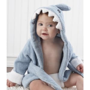 Baby Aspen Let the Fin Begin Terry Shark Robe Hooded 0-9 Months