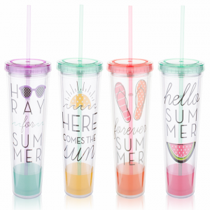 Tanana Summer Iced Drink Tumbler with lid & straw 640ml, 22oz