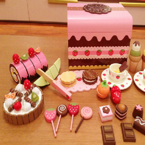 Mother Garden Handmade Wooden Pretend Play Toy--Afternoon House Party Chocolate Cake Box Set