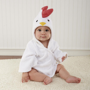 Baby Aspen Neutral "Barnyard Bathtime" Chicken Hooded Spa Robe 0-9 Months