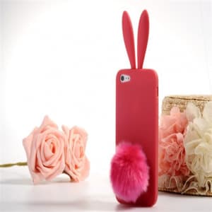 Rabito Bunny Ears Rabbit Furry Tail Red Pink Silicone 3D iPhone 5 5S Case