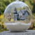 Christmas Gift Idea DIY Miniature House Model Glass Globe Ornament with Led Lights Blue House