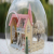 Christmas Gift Idea DIY Miniature House Model Glass Globe Ornament with Led Lights Lolita Pink