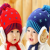 Cute Winter Star Fashion Knitted Hat with Bear Fleece Ear Muff Kids Toddler Baby 6-36mos